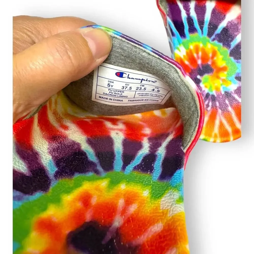 Champion Unisex Sandals Sz 5‎ Boys Girls Rainbow IPO Slides Tie Dye PRIDE